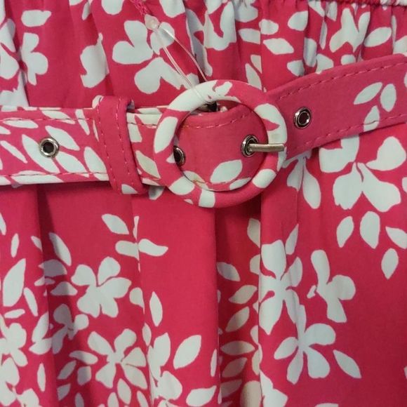 Charter Club Belted Floral Print Shirt Dress Preppy Pink 14 - Picture 3 of 9